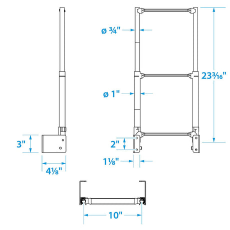 Seachoice Telescoping Transom Mount Ladder, Stainless Steel, 3 Steps, 300 Lb. Capacity