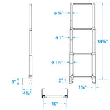 Seachoice Telescoping Transom Mount Ladder, Stainless Steel, 4 Steps, 300 Lb. Capacity