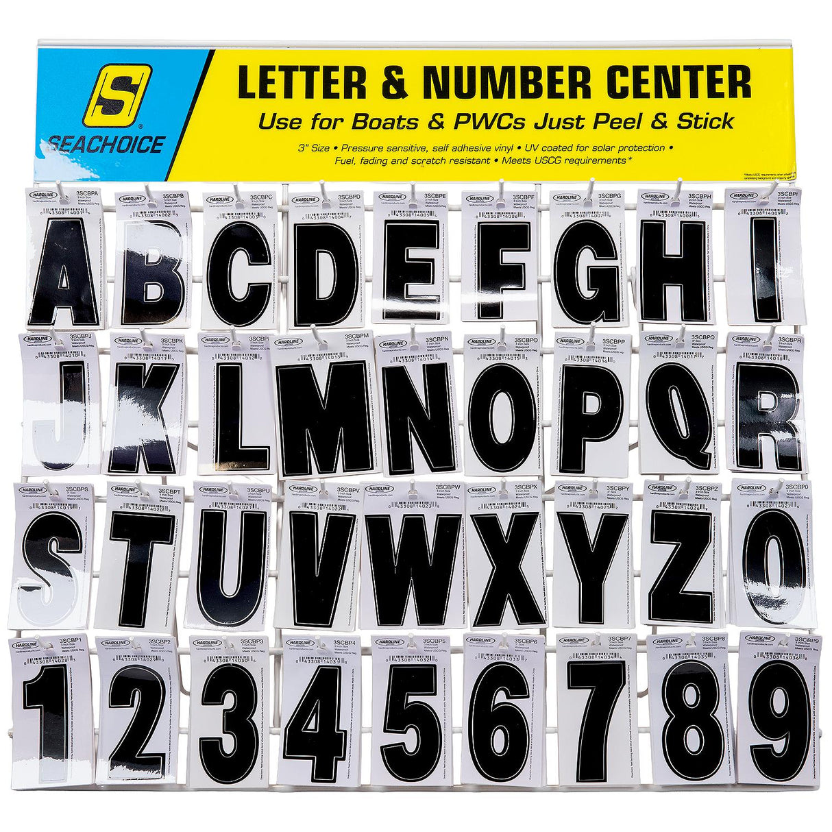 Seachoice 74127 Letter & Number Display, 3" Premium Vinyl, Black