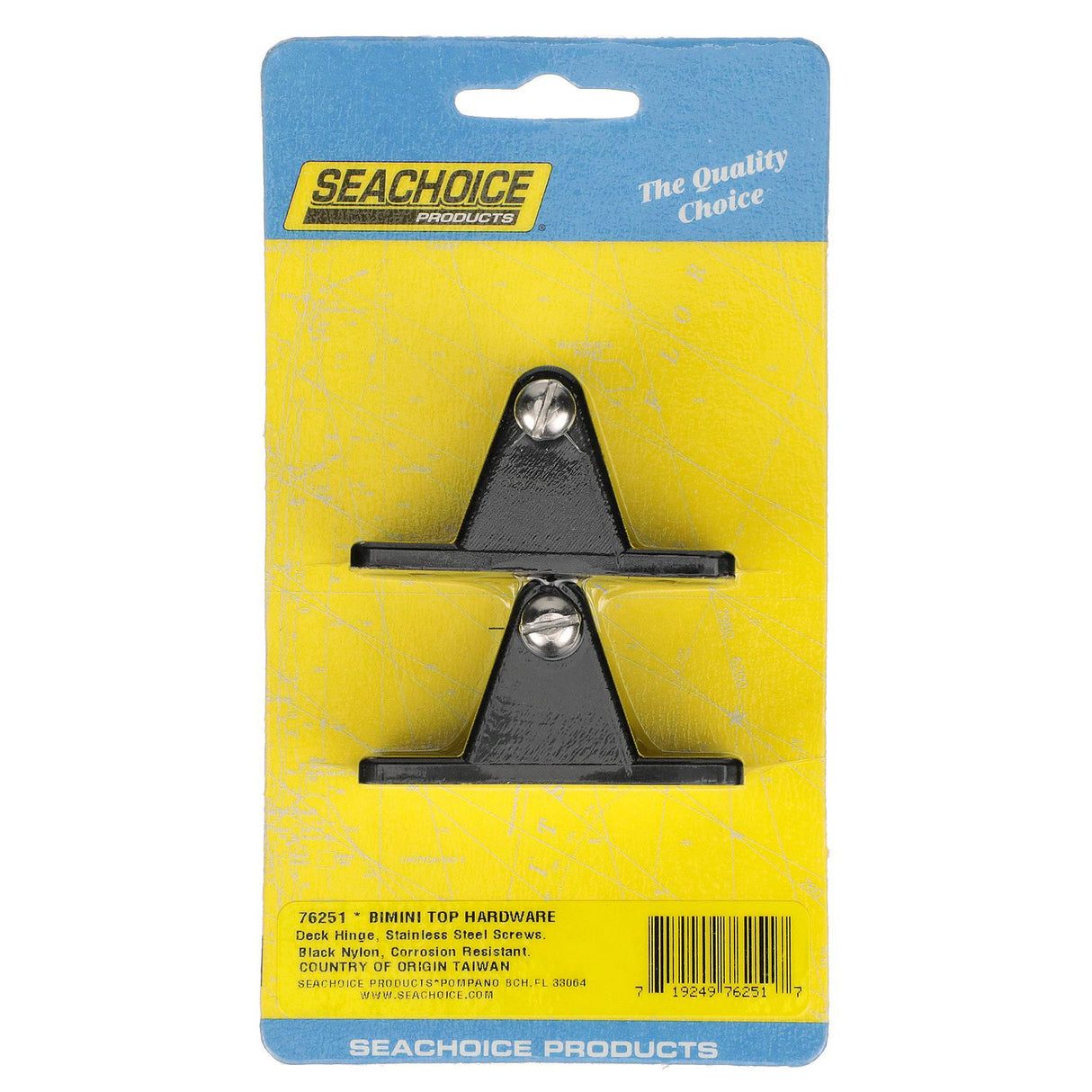 Seachoice Deck Hinge for Bimini Top, Black Nylon, Pack of 2