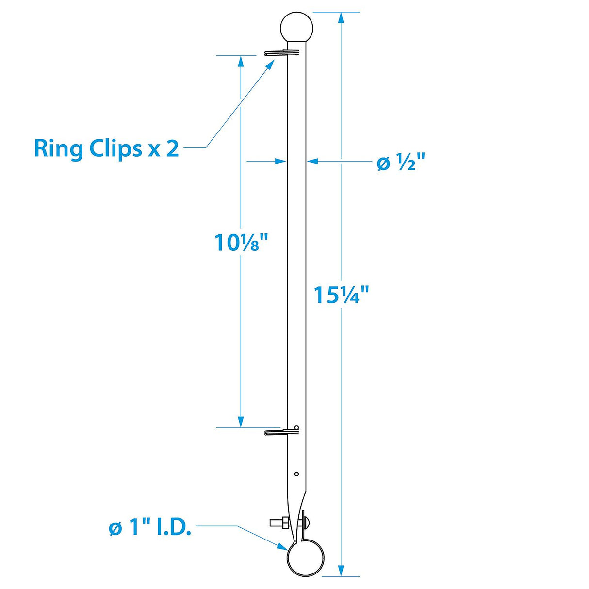 Seachoice Heavy Duty Flag Pole Clamp, Stainless Steel, 7/8 In.