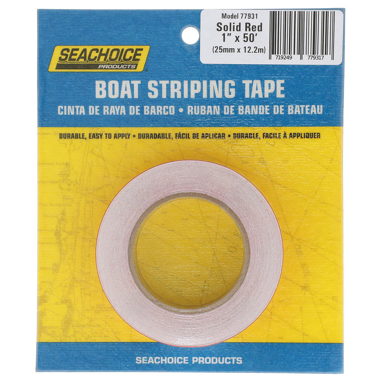 Seachoice Self-Adhesive Boat Striping Tape, 3 Mil Vinyl, 1 in. X 50 Ft., Red