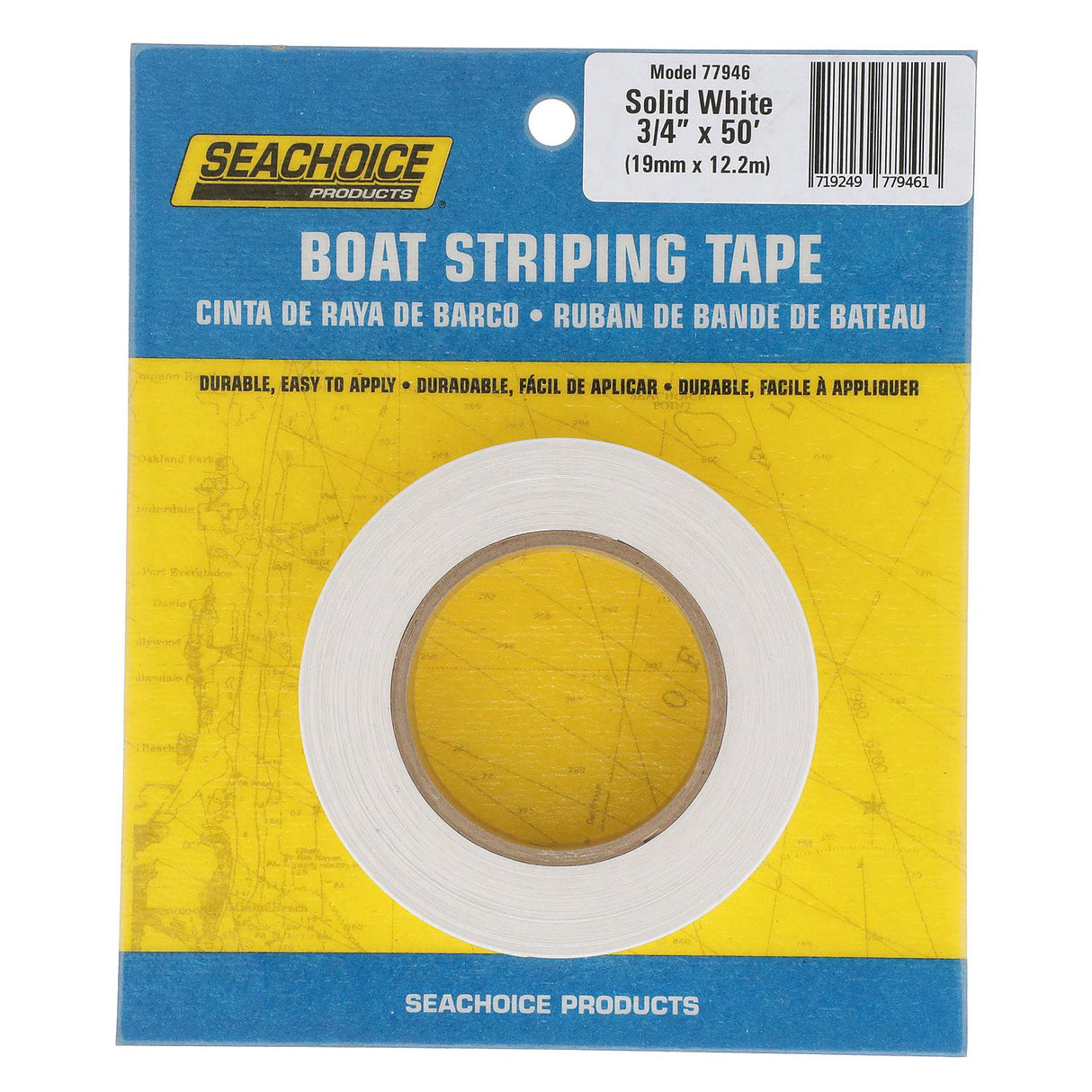 Seachoice Self-Adhesive Boat Striping Tape, 3 Mil Vinyl, 3/4 in. X 50 Ft., White