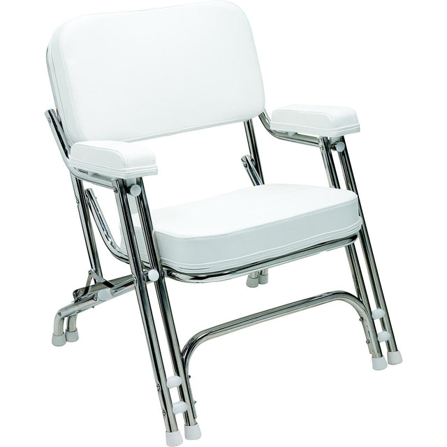 Seachoice 78503 Folding Deck Chair, Aluminum, White