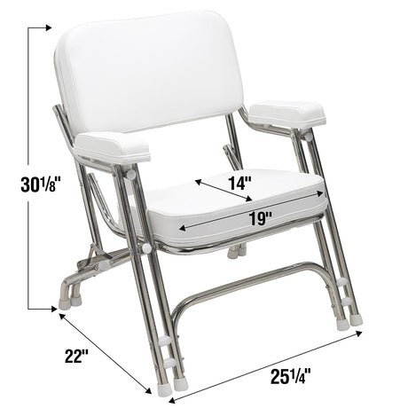 Seachoice 78503 Folding Deck Chair, Aluminum, White