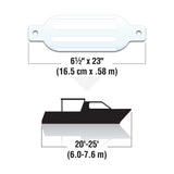 Seachoice Twin Eye Ribbed Boat Fender, White, 6-1/2 in. X 23 in.