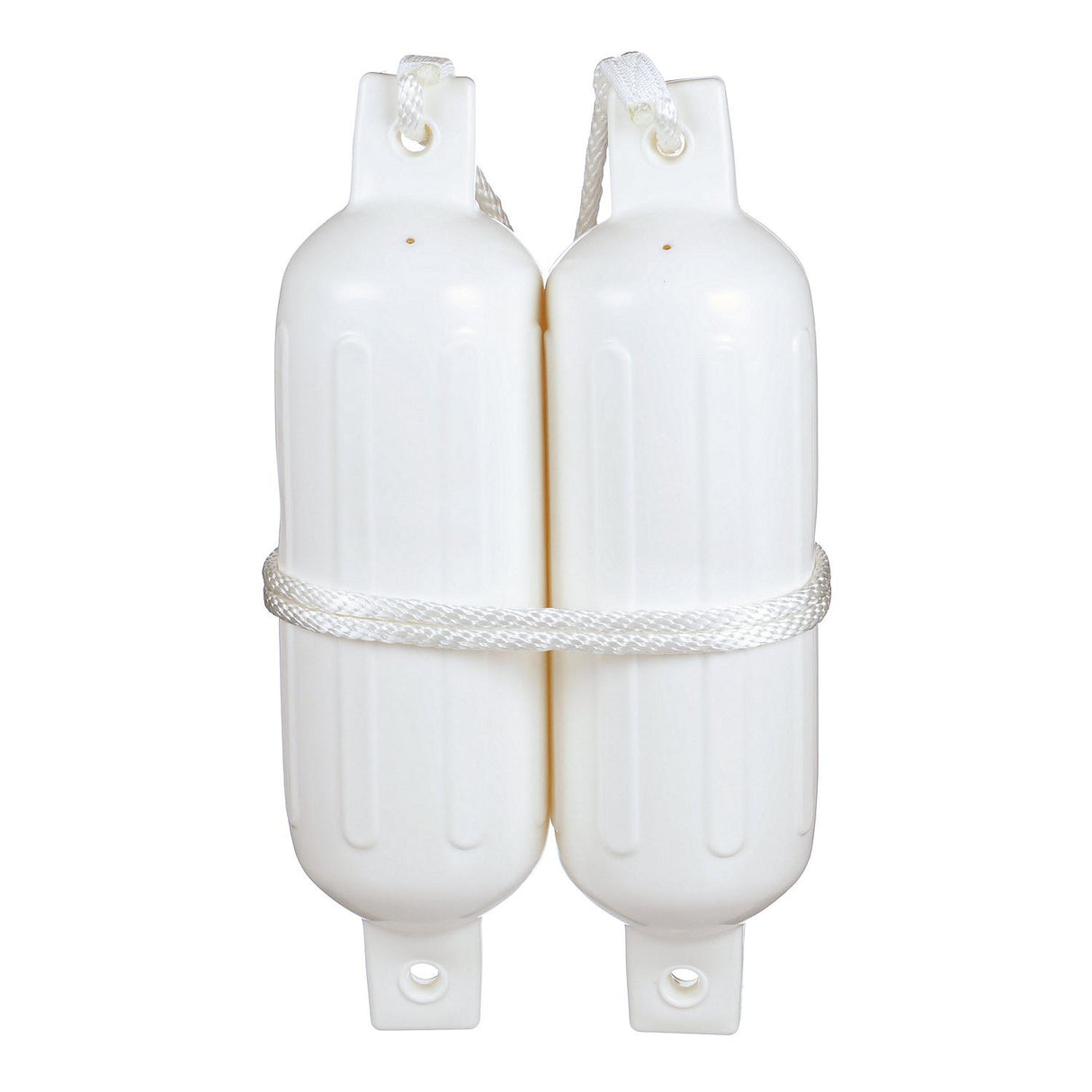 Seachoice Twin Eye Ribbed Fender Kit, Includes a Pair of MFP Fender Lines, White, 5-1/2 In. X 20 In.