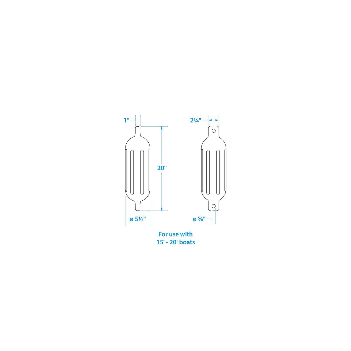 Seachoice Twin Eye Ribbed Fender Kit, Includes a Pair of MFP Fender Lines, Black, 5-1/2 in. X 20 in.