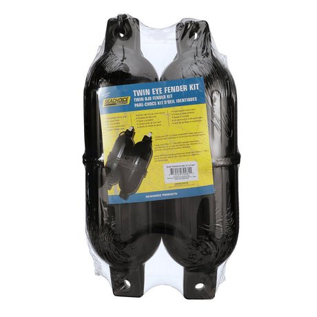 Seachoice Twin Eye Ribbed Fender Kit, Includes a Pair of MFP Fender Lines, Black, 6-1/2 In. X 23 In.