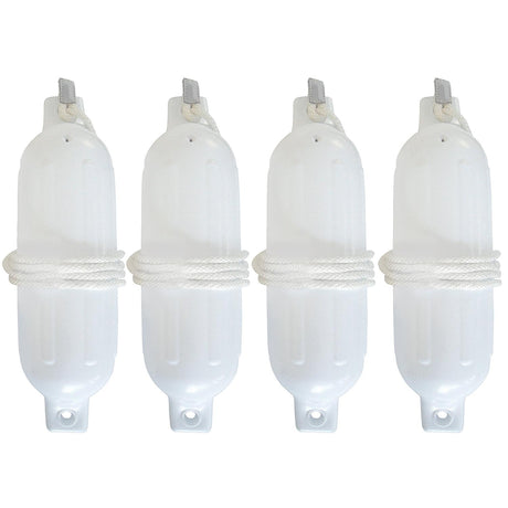 Seachoice 79291 Twin Eye Ribbed Fender Kit (Includes 4ea 4.5" x 16" White Fenders and 4 Matching 1/4 x 5' Fender Lines)