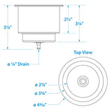 Seachoice Boat Drink Holder Recessed, Stainless Steel, 3-5/8 in. Inside Diameter