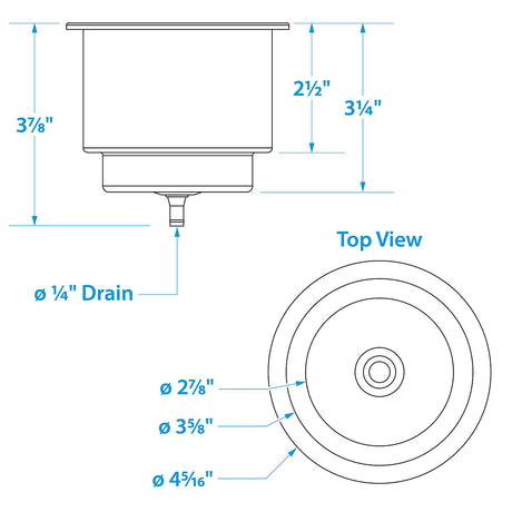 Seachoice Boat Drink Holder Recessed, Stainless Steel, 3-5/8 in. Inside Diameter