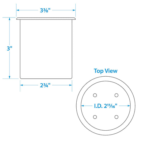 Seachoice Plastic Recessed Drink Holder, 3 in Dia. Hole, Black