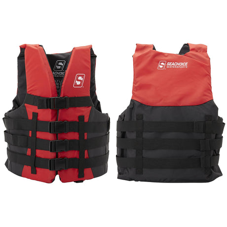 Seachoice 85383 Type III Ski Vest, 4 Belt , S/M , Red - USCG/TC Approved
