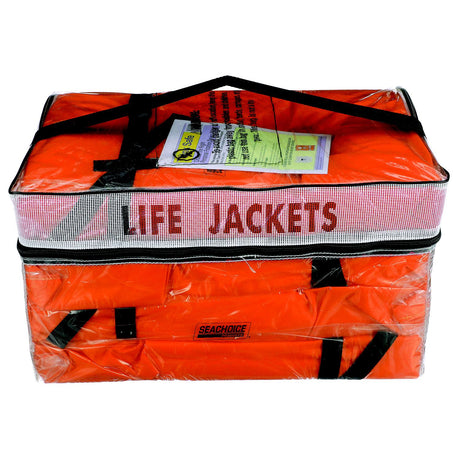 Seachoice Life Vest, Type II Personal Flotation Device, Orange, Adult, 4-Pack w/ Bag