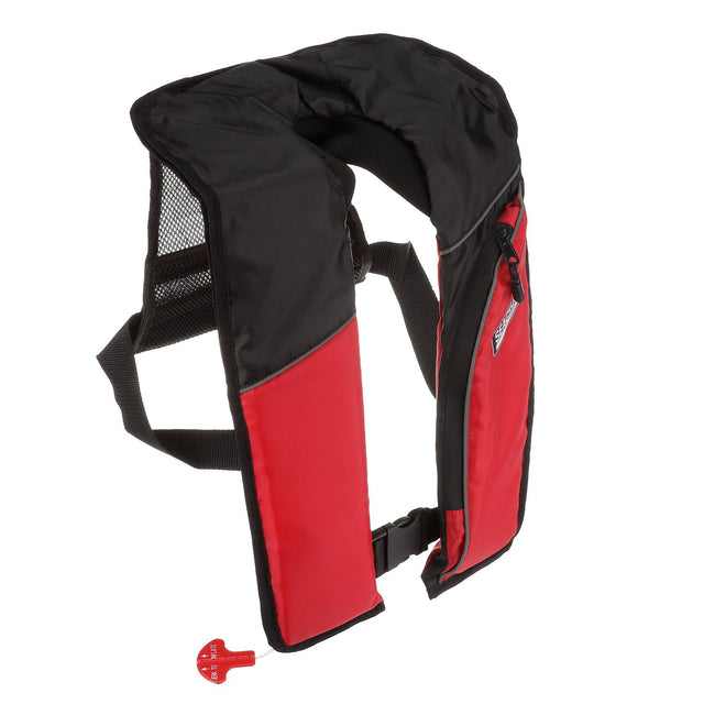 Seachoice Inflatable Personal Flotation Device (PFD), Low-Profile Life Vest, USCG Approved Type V, Adult Size, Red/Black