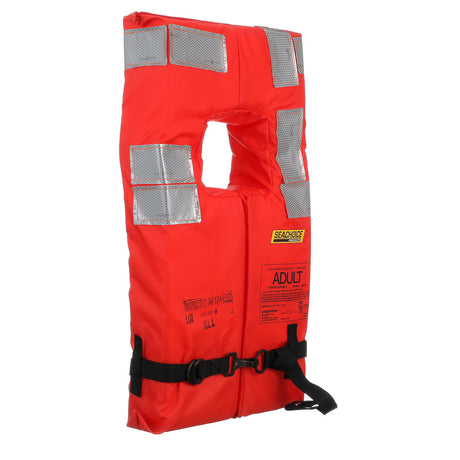 Seachoice Type I Commercial Offshore Vest, Fluorescent Orange, Reflective Panels, Adult, Over 90 Lbs.