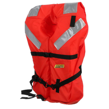Seachoice Type I Commercial Offshore Jacket, Fluorescent Orange, Reflective Panels, Adult, Over 90 Lbs.