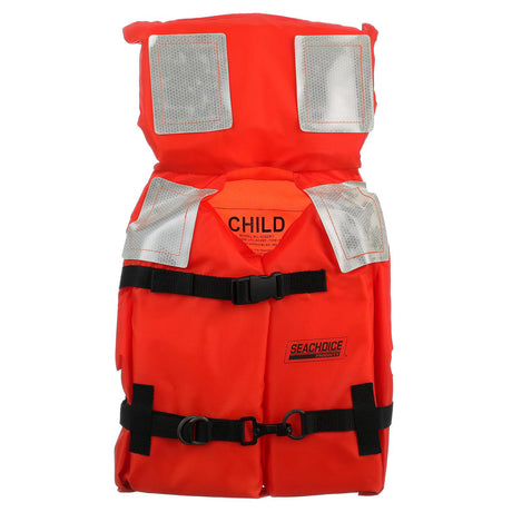 Seachoice 85941 Type I Commercial Offshore Jacket, Fluorescent Orange, Reflective Panels, Youth, Up to 90 Lbs.