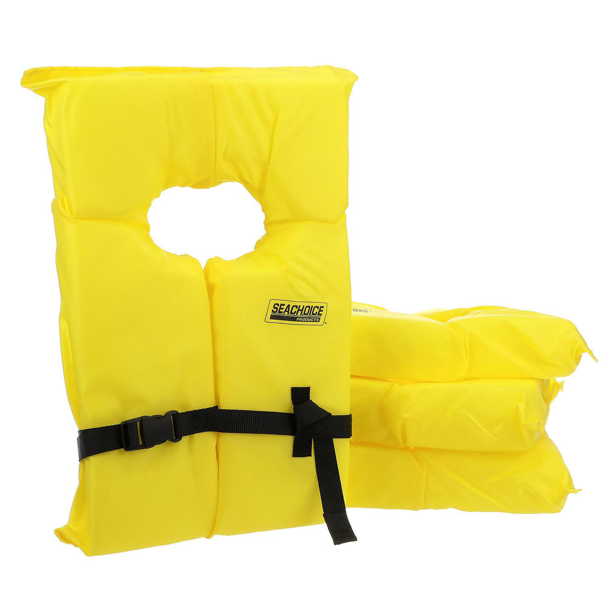 Seachoice Life Vest, Type II Personal Flotation Device, Yellow, Adult, 4-Pack w/ Bag