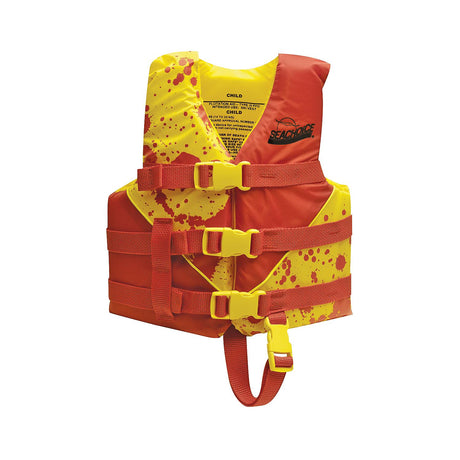 Seachoice Level 70 Life Jacket, Deluxe Adjustable Boat Vest, Bright Yellow and Red, Child, 33-55 Lbs.