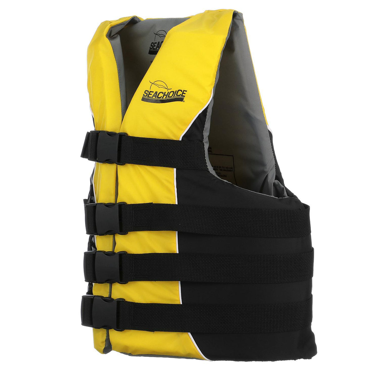 Seachoice 86410 Level 70 Life Jacket, Deluxe Adjustable 4-Belt Ski Vest, Yellow and Black, Size S/M: 32-40 in. Chest