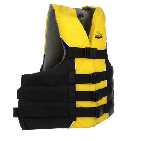 Seachoice 86430 Level 70 Life Jacket, Deluxe Adjustable 4-Belt Ski Vest, Yellow and Black, Size XXL/XXXL, 50-60 in. Chest