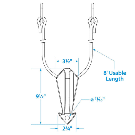 Seachoice Tow Harness, Improves Towing and Boat Control, 1,000-Lb. Tow Capacity, 8 Ft. Long, 3/8 In. Diameter