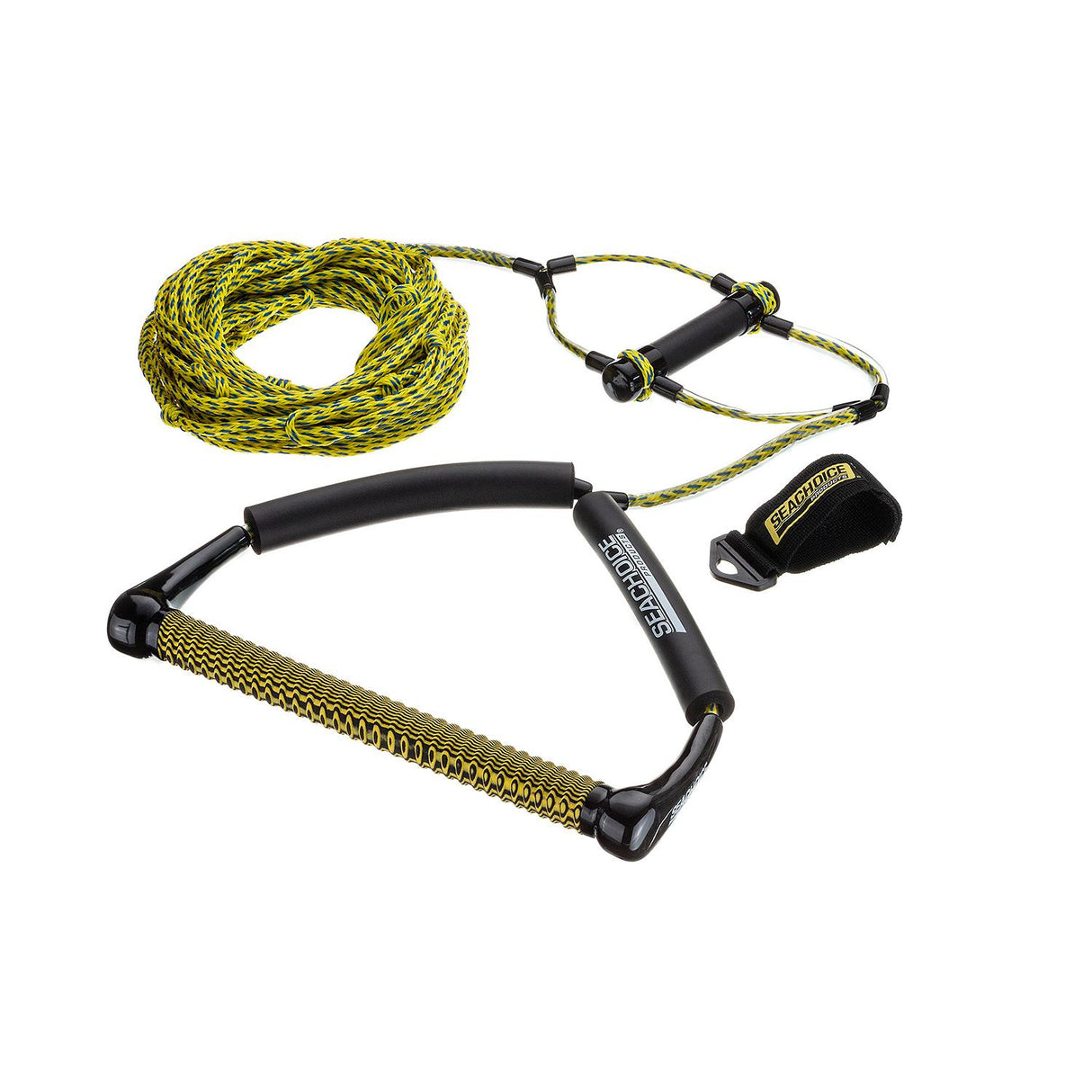 Seachoice 4-Section Wakeboard Rope, 70 Ft. Long, 15 In. Handle w/ Textured EVA Grip, 6 In. Trick Handle