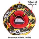 Seachoice 86901 Sea Serpent Towable Tube, Open Top Boat Tube w/ Reinforced Towing System, 1 Person, 50 In. X 48 In.