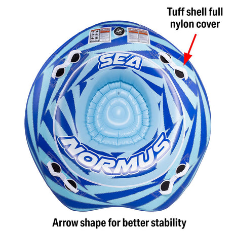 Seachoice 86904 Sea-Normus Towable Tube, Open Top Boat Tube w/ Air-Cushioned Floor, 4 Person, 69 In. X 69 In.