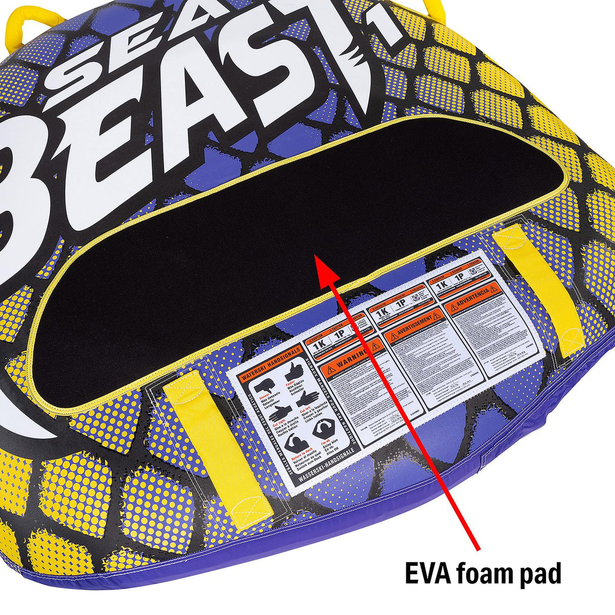 Seachoice 86911 Sea Beast Deck Tube, Reinforced Towing System, Foam Handles w/ Knuckle Guards, 50 In. X 48 In.