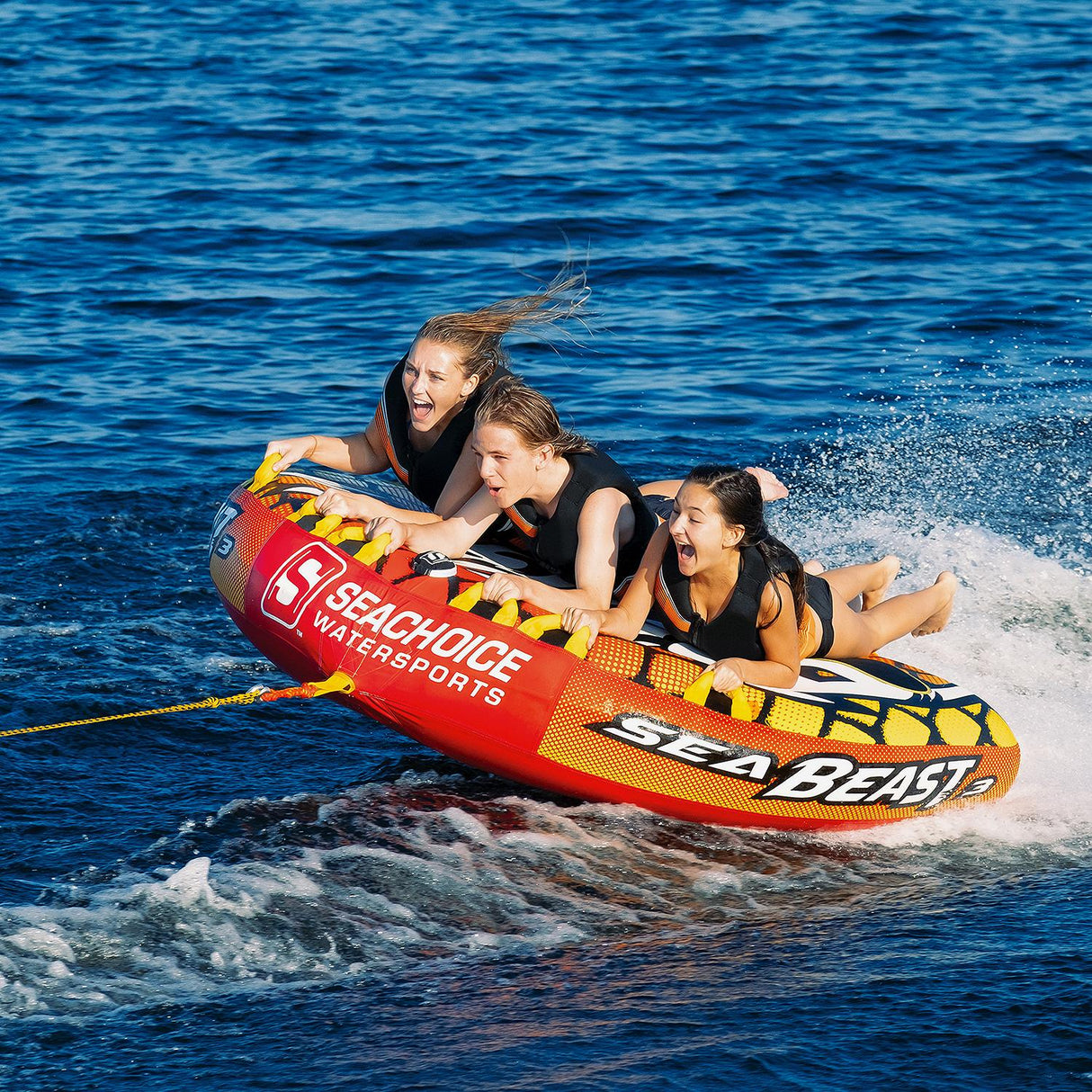 Seachoice 86931 Sea Beast Deck Tube, Reinforced Towing System, For 1 to 3 Riders Up to 510 Lbs., 75 In. X 62 In.