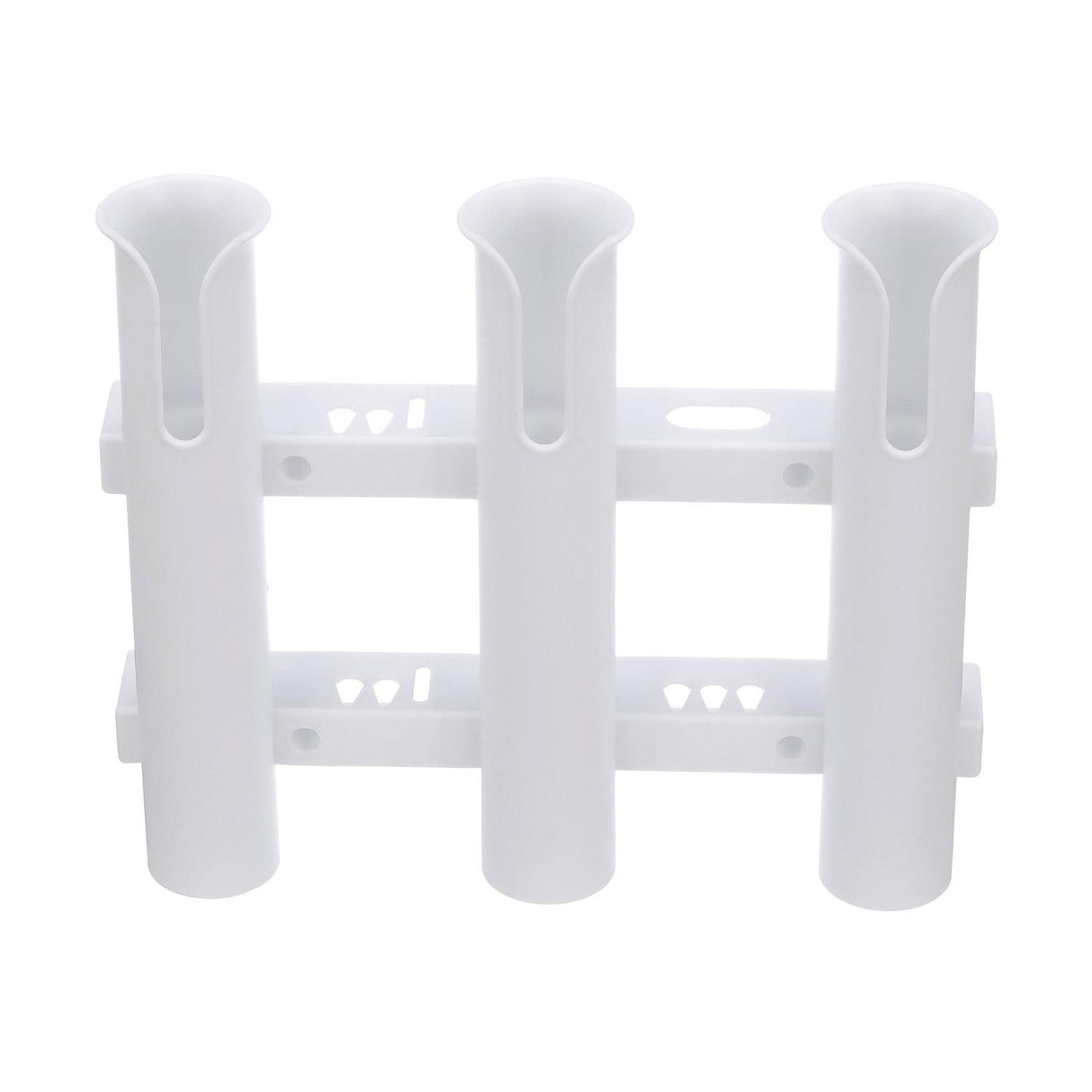 Seachoice Fishing 3-Rod Storage Rack, Holds 3 Fishing Rods With Slots for Knives and Pliers, White