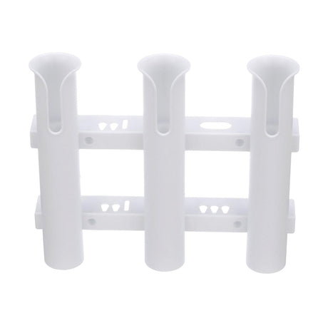 Seachoice Fishing 3-Rod Storage Rack, Holds 3 Fishing Rods With Slots for Knives and Pliers, White