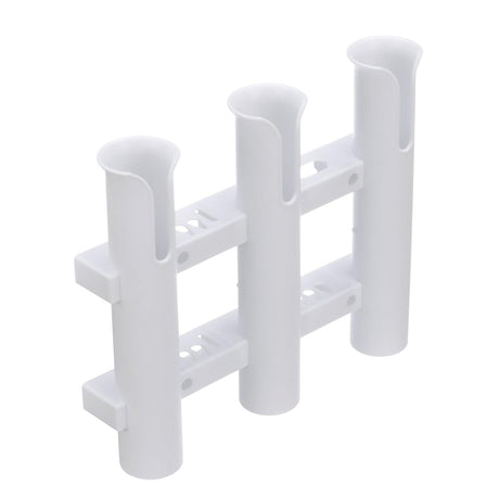 Seachoice Fishing 3-Rod Storage Rack, Holds 3 Fishing Rods With Slots for Knives and Pliers, White