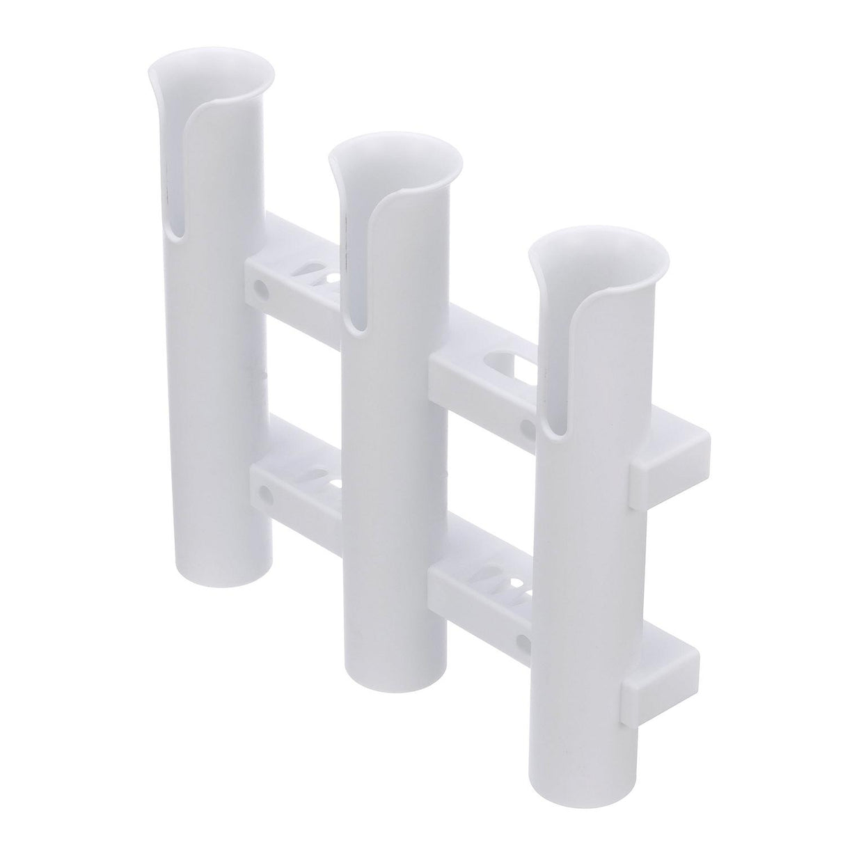 Seachoice Fishing 3-Rod Storage Rack, Holds 3 Fishing Rods With Slots for Knives and Pliers, White