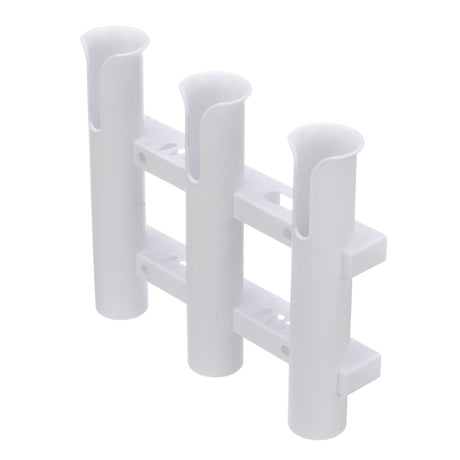 Seachoice Fishing 3-Rod Storage Rack, Holds 3 Fishing Rods With Slots for Knives and Pliers, White