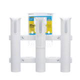 Seachoice Fishing 3-Rod Storage Rack, Holds 3 Fishing Rods With Slots for Knives and Pliers, White