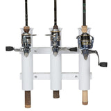Seachoice Fishing 3-Rod Storage Rack, Holds 3 Fishing Rods With Slots for Knives and Pliers, White