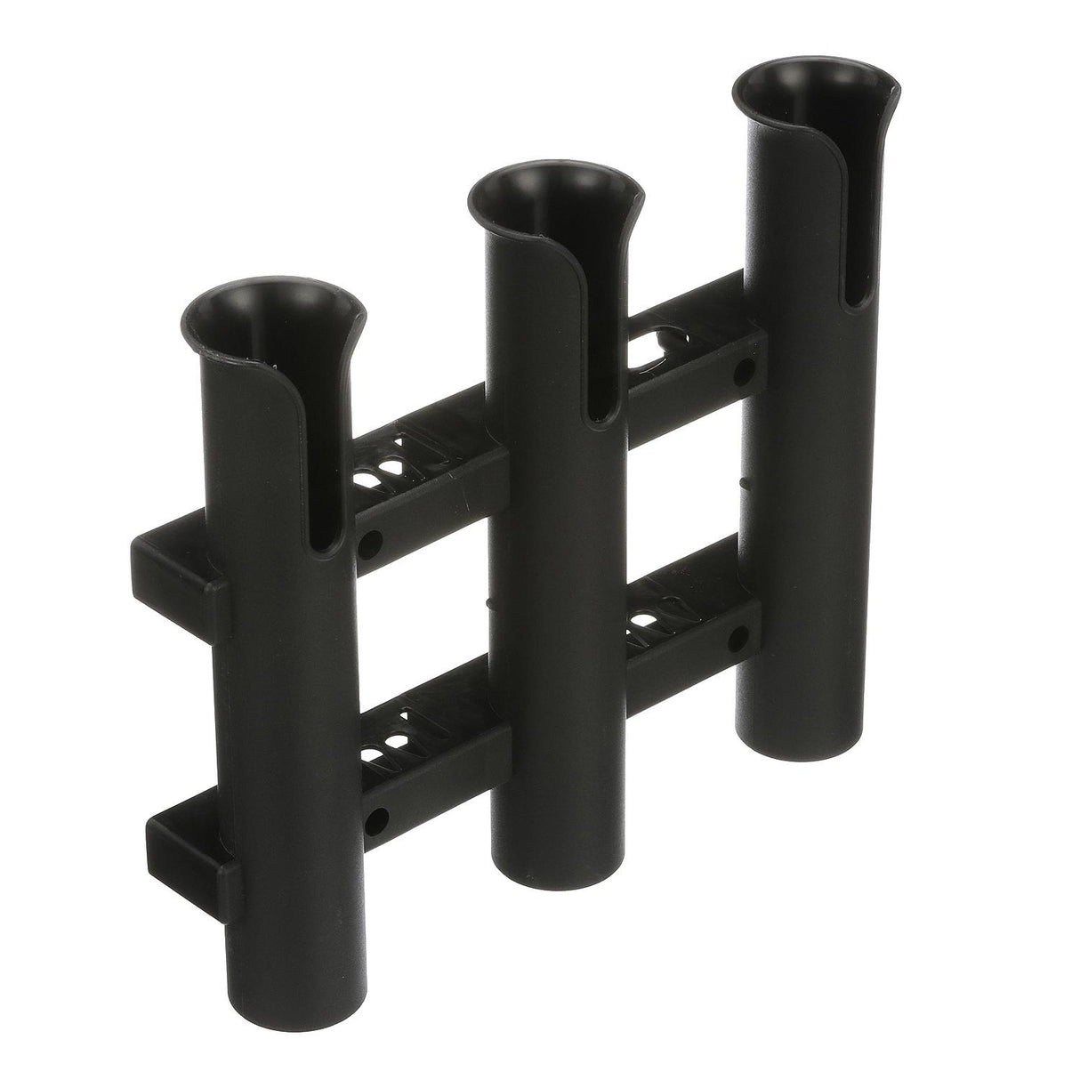 Seachoice Fishing 3-Rod Storage Rack, Holds 3 Fishing Rods with Slots for Knives and Pliers, Black