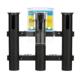 Seachoice Fishing 3-Rod Storage Rack, Holds 3 Fishing Rods with Slots for Knives and Pliers, Black