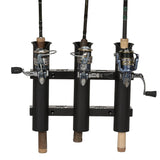 Seachoice Fishing 3-Rod Storage Rack, Holds 3 Fishing Rods with Slots for Knives and Pliers, Black
