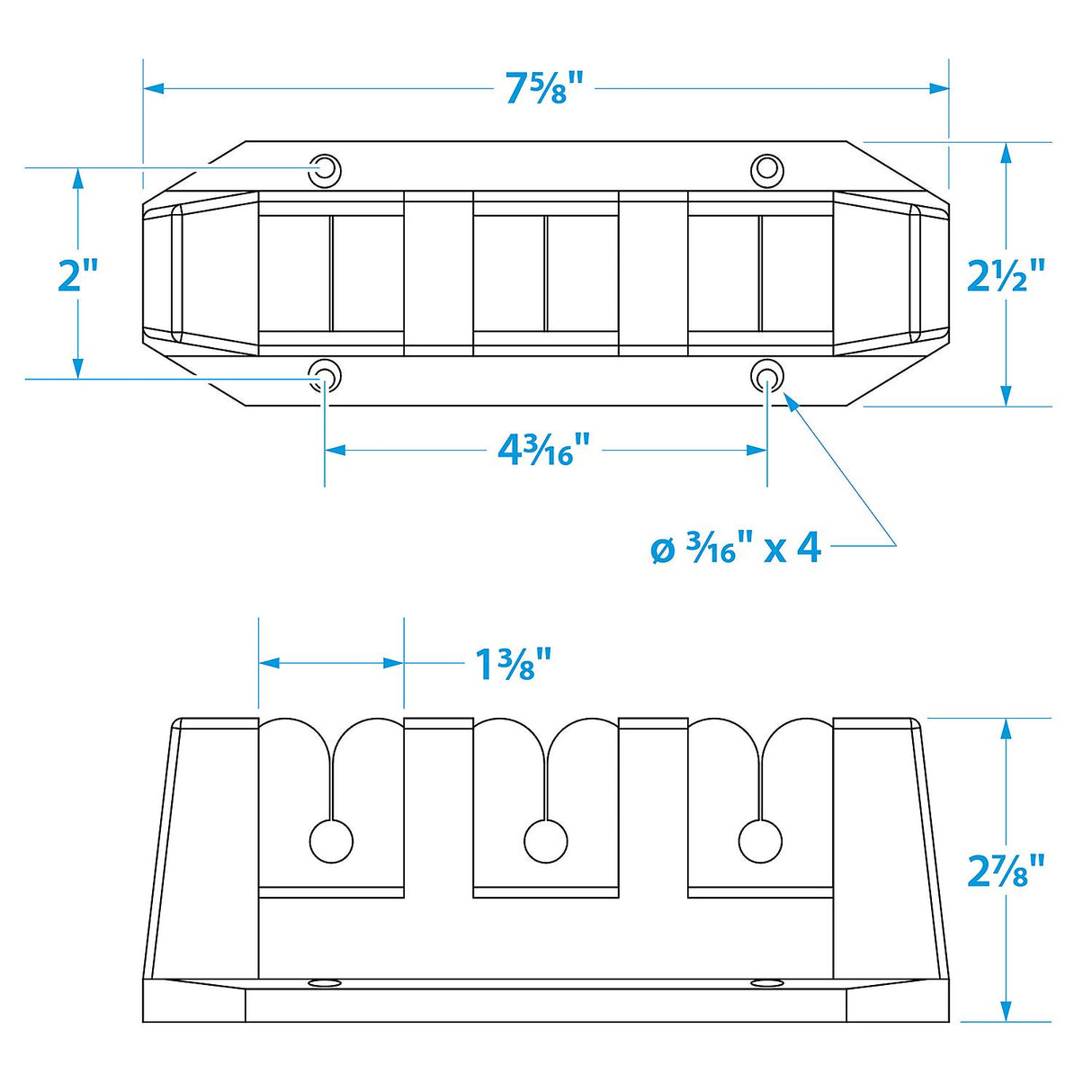 Seachoice 89501 3-Rod Storage Holder, Black, ABS Plastic