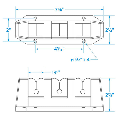 Seachoice 89501 3-Rod Storage Holder, Black, ABS Plastic