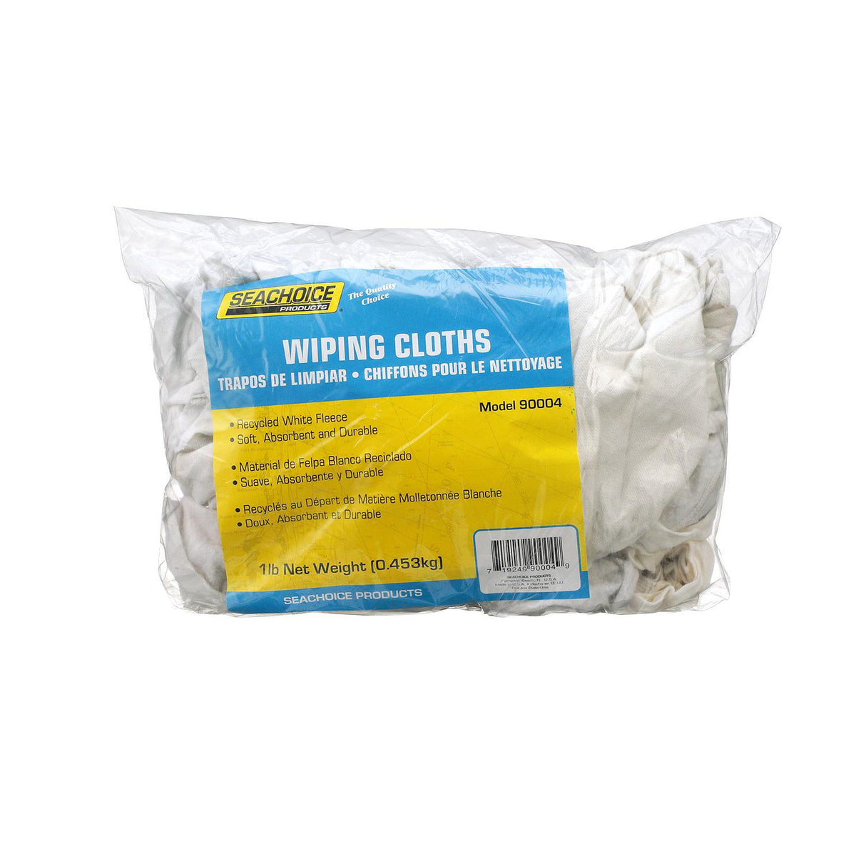 Seachoice Recycled White Fleece Wiping Cloths, Beefy and Absorbent, 1 Lb. Bag
