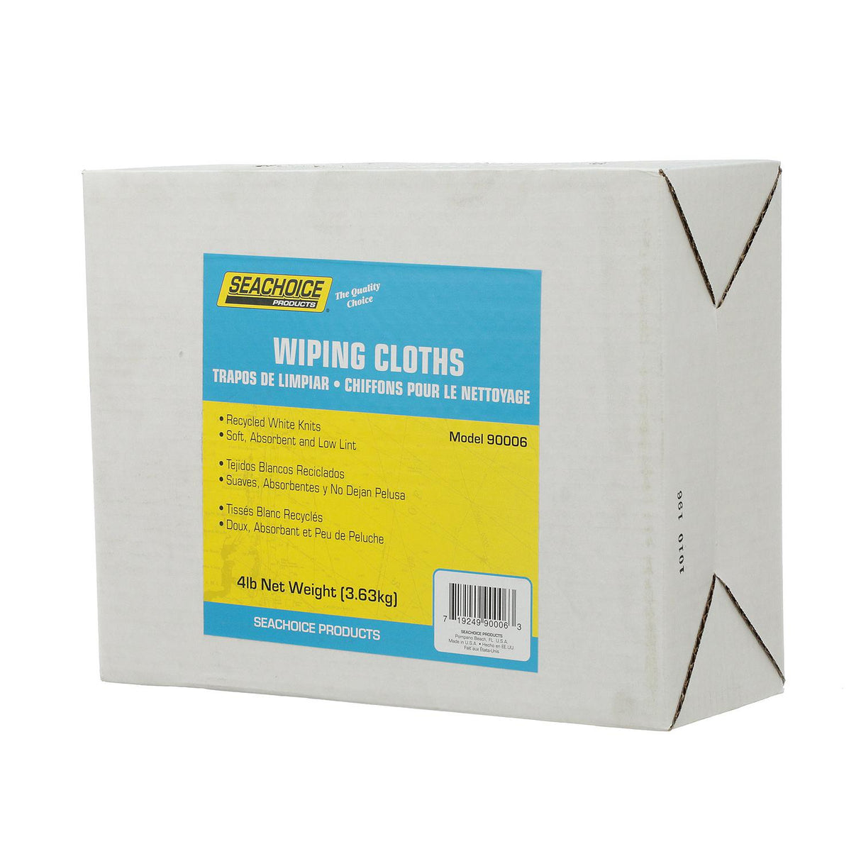 Seachoice Recycled White Knit Wiping Cloths, Low-Lint, 4 Lb. Box