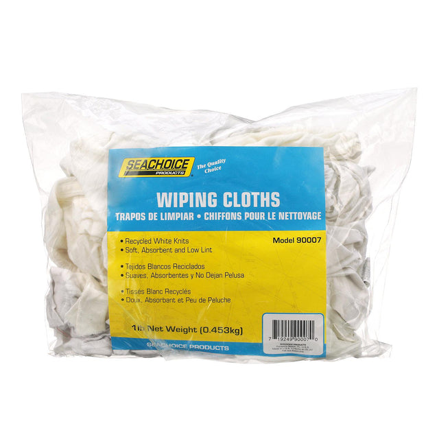 Seachoice Recycled White Knit Wiping Cloths, Low-Lint, 1 Lb. Box