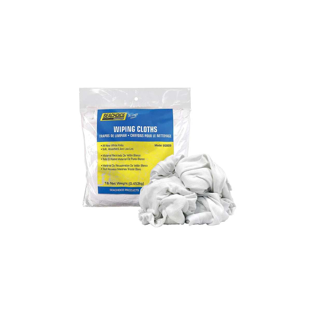 Seachoice New White Knit Wiping Cloths, Low-Lint, 1 Lb. Box
