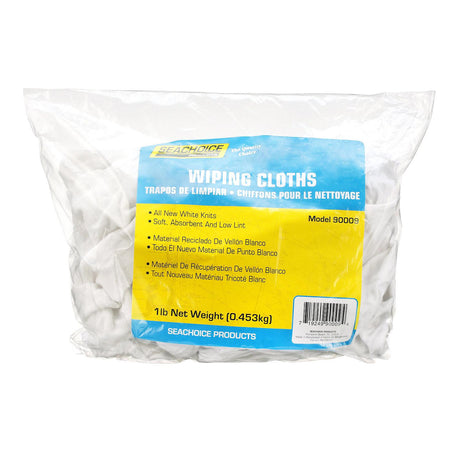 Seachoice New White Knit Wiping Cloths, Low-Lint, 1 Lb. Box